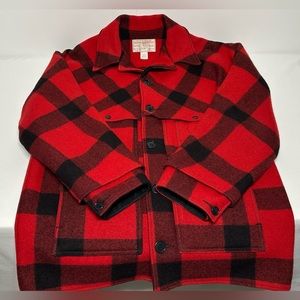 Filson Buffalo Plaid Double Mackinaw Wool Cruiser Jacket Size 44 Made USA VTG